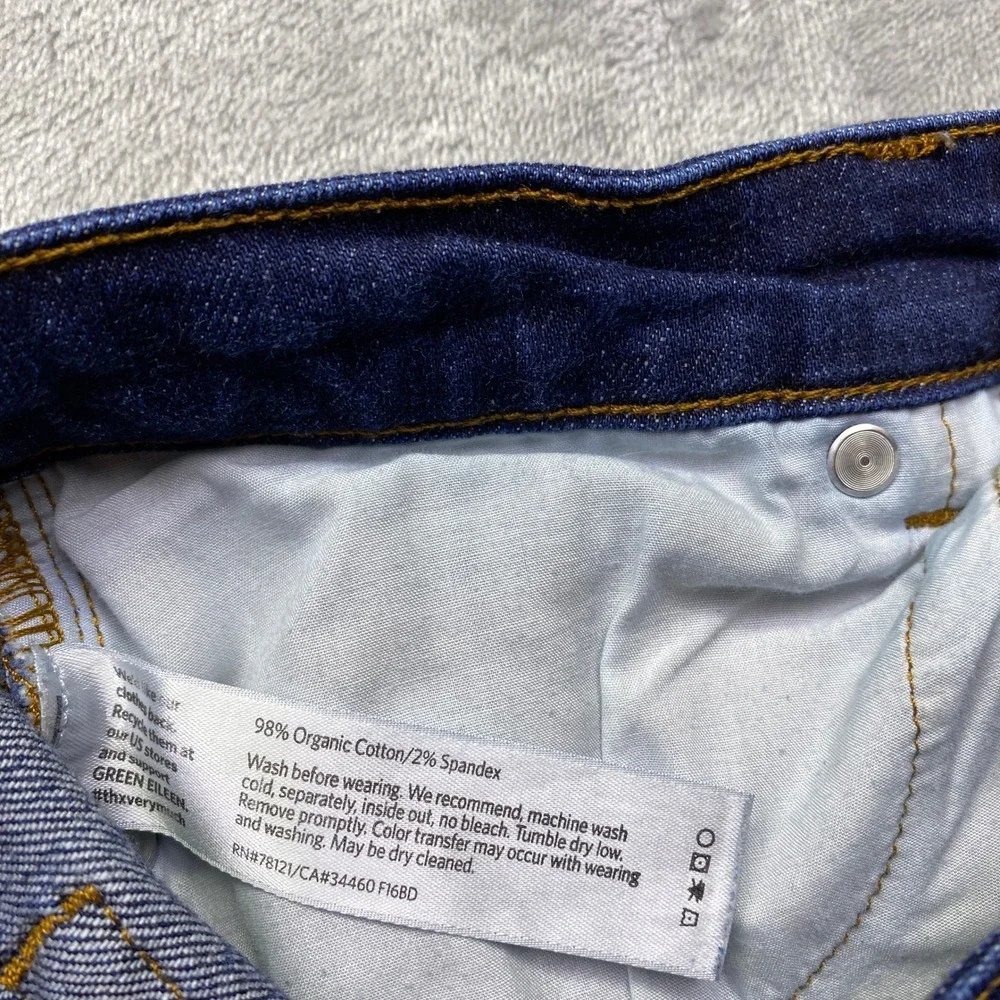 Eileen Fisher Women Straight Leg Jeans Dark Wash Organic Cotton Sz 6 Fits 27" - Picture 7 of 9